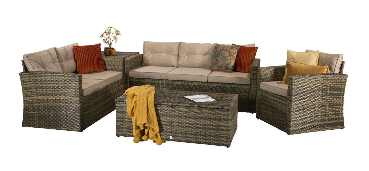 Rattan Holly 5 Piece Sofa Set in Brown with Steel Frame | Holl0285