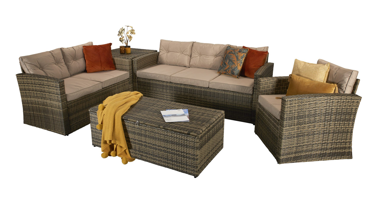 Rattan Holly 5 Piece Sofa Set in Brown with Steel Frame | Holl0285