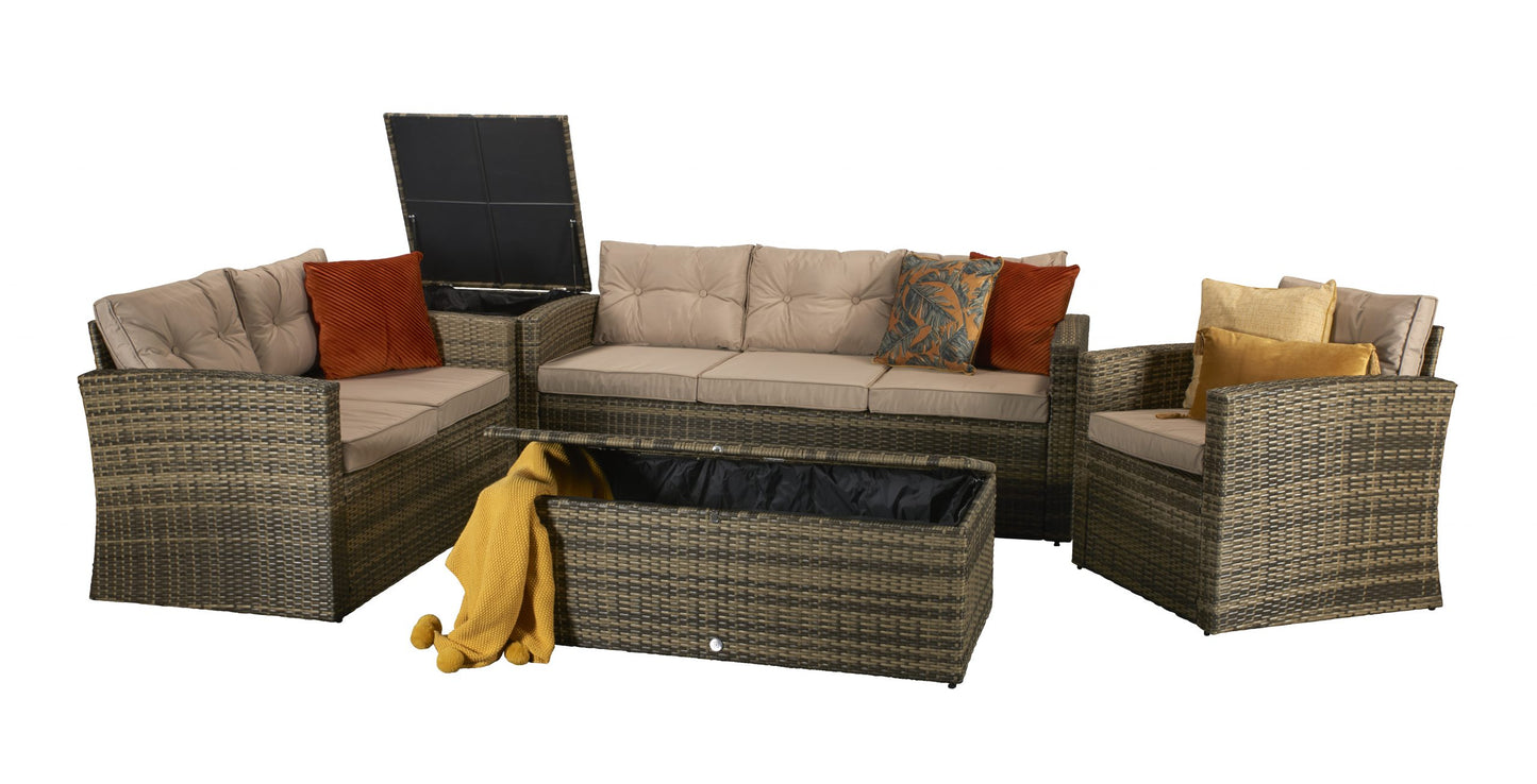 Rattan Holly 5 Piece Sofa Set in Brown with Steel Frame | Holl0285