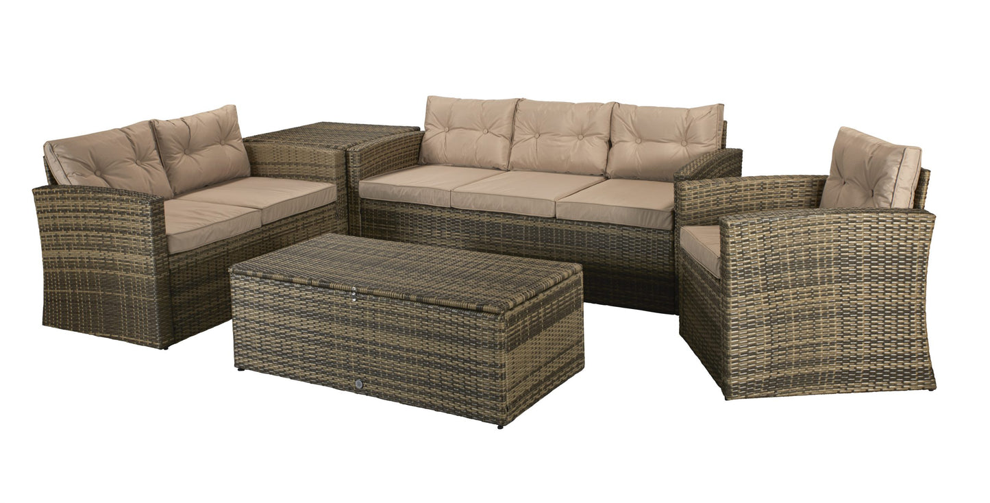 Rattan Holly 5 Piece Sofa Set in Brown with Steel Frame | Holl0285