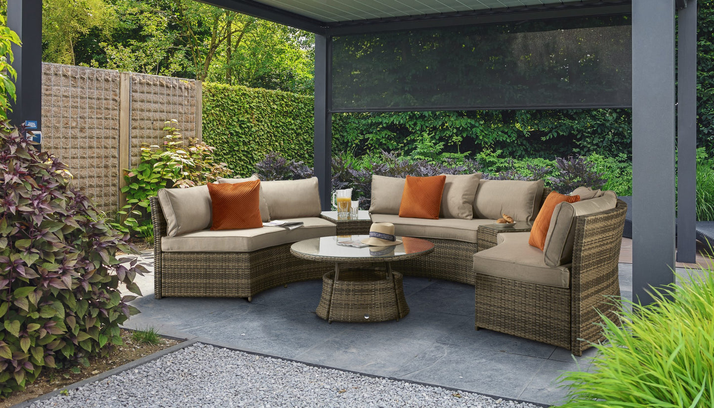 Rattan Juliet Half Moon Sofa Set in Brown | Juli0113