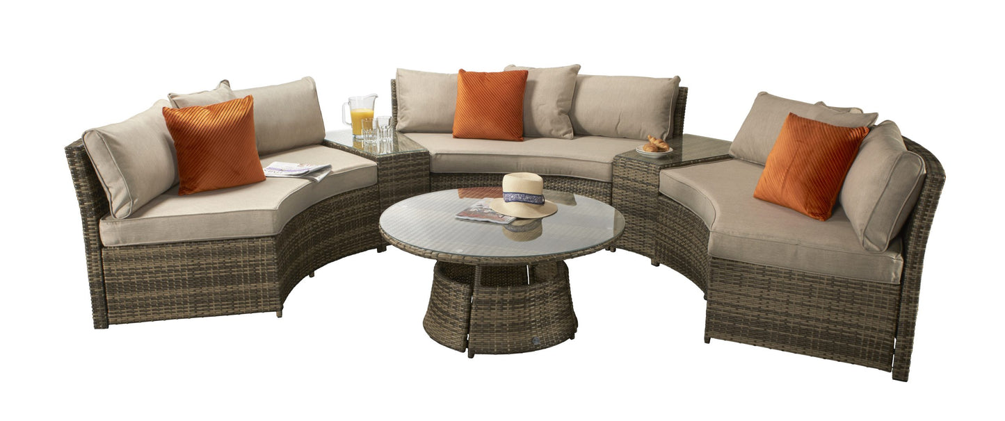 Rattan Juliet Half Moon Sofa Set in Brown | Juli0113