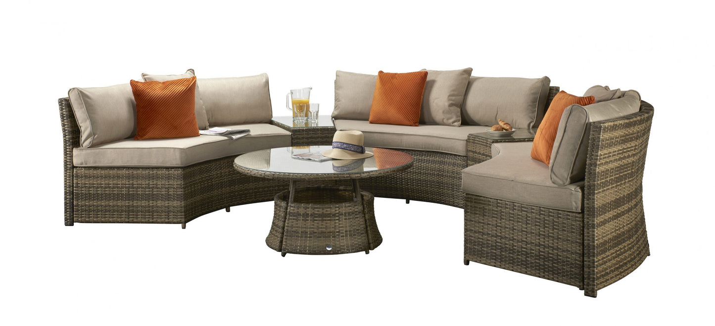 Rattan Juliet Half Moon Sofa Set in Brown | Juli0113