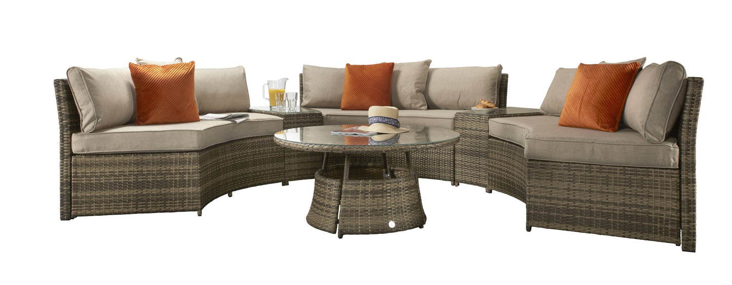 Rattan Juliet Half Moon Sofa Set in Brown | Juli0113