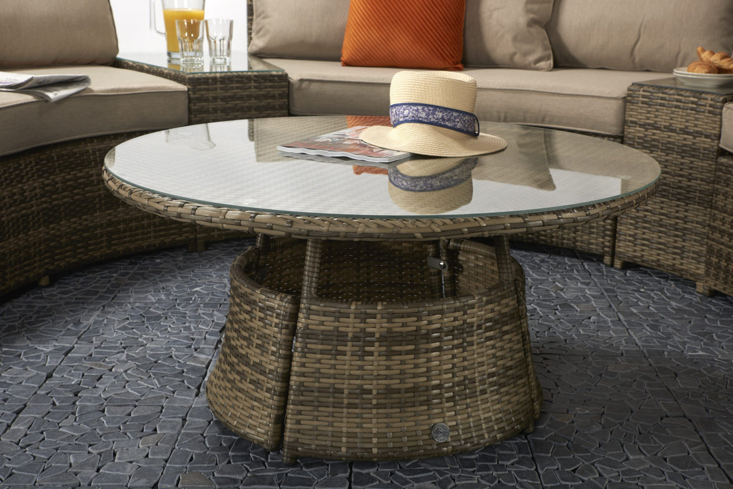 Rattan Juliet Half Moon Sofa Set in Brown | Juli0113