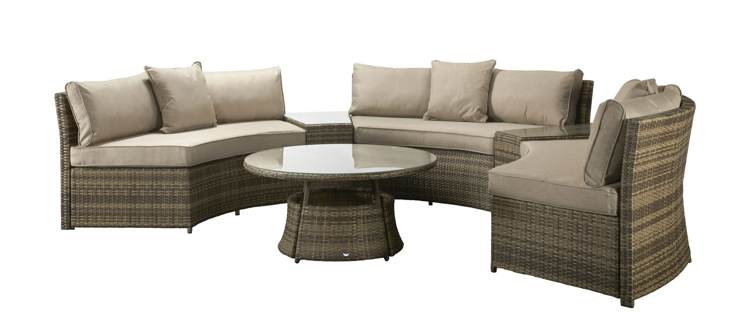 Rattan Juliet Half Moon Sofa Set in Brown | Juli0113