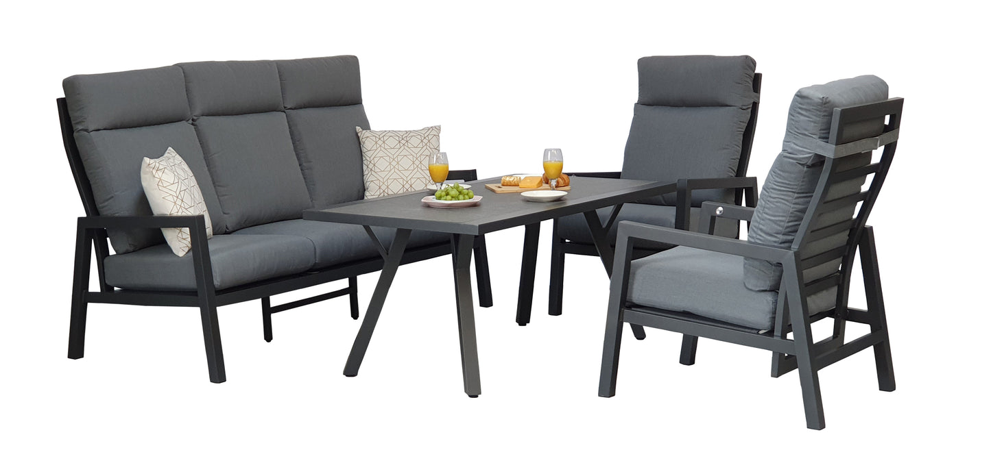 Rattan 3 Seater Sofa with 2 Reclining Chairs | Kimm0370