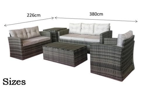 Rattan Holly 5 Piece Sofa Set in Brown with Steel Frame | Holl0285