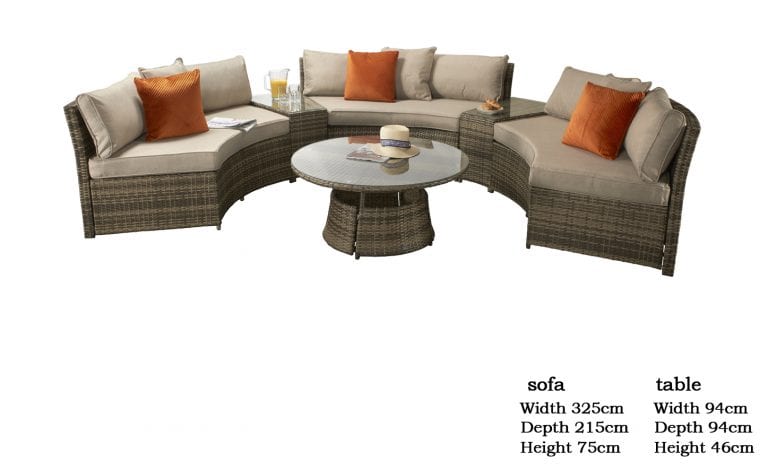 Rattan Juliet Half Moon Sofa Set in Brown | Juli0113