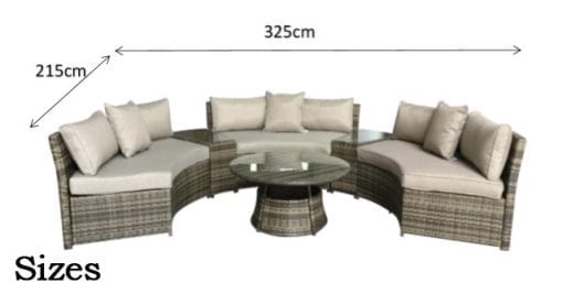 Rattan Juliet Half Moon Sofa Set in Brown | Juli0113