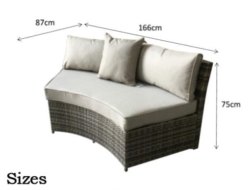 Rattan Juliet Half Moon Sofa Set in Brown | Juli0113