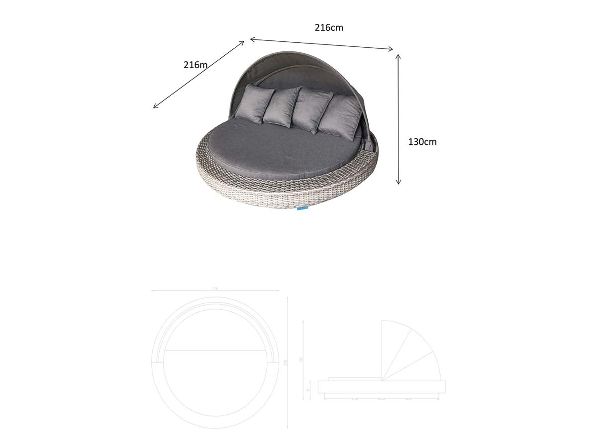 Rattan Large Round Daybed in Grey | Madison | Madi0193