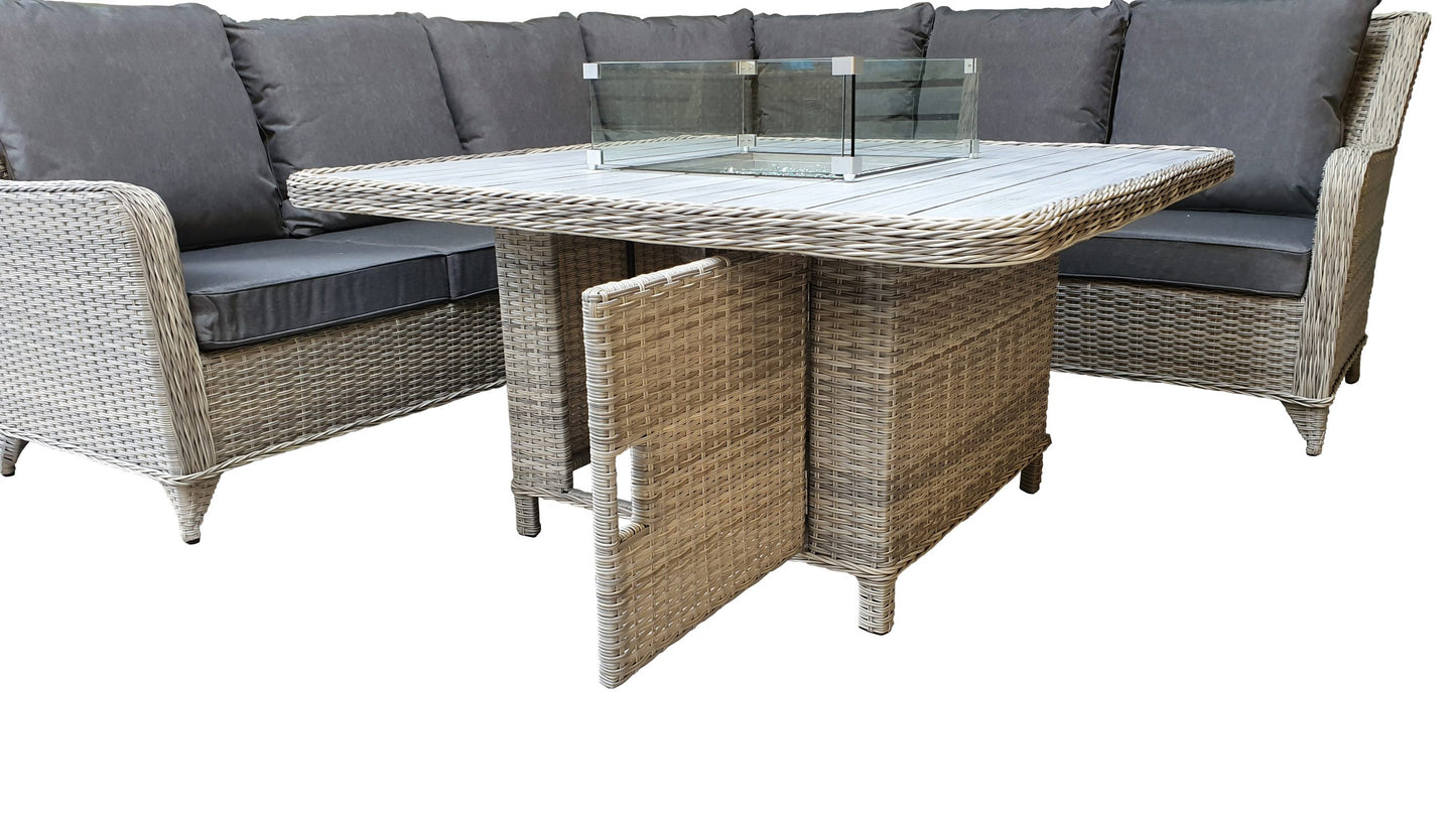 Rattan Corner Dining Sofa with Gas Fire Pit | Megh0323