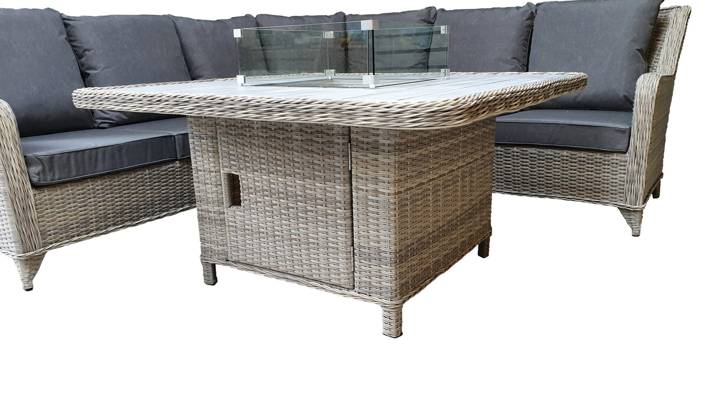 Rattan Corner Dining Sofa with Gas Fire Pit | Megh0323