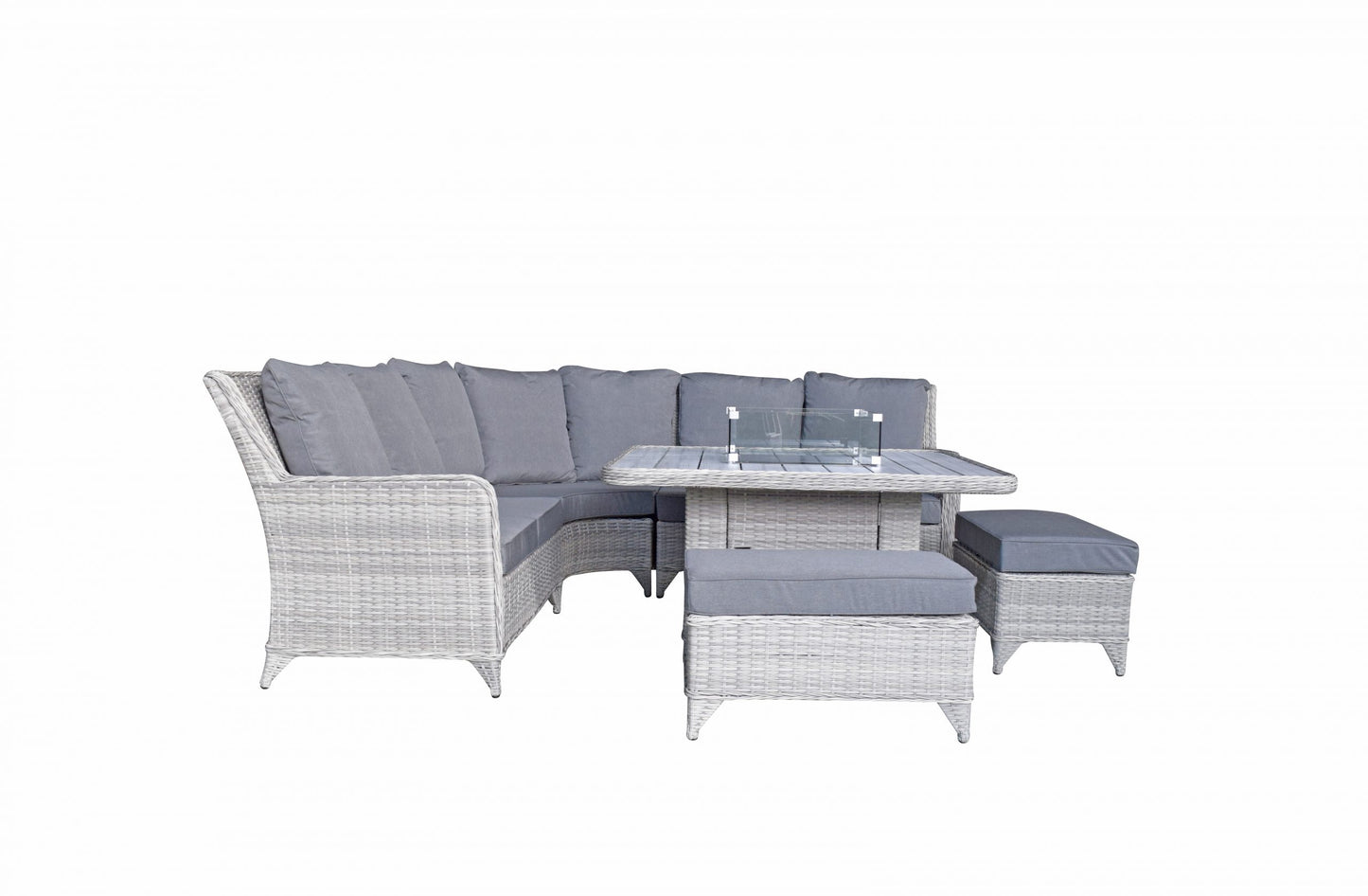 Rattan Corner Dining Sofa with Gas Fire Pit | Megh0323