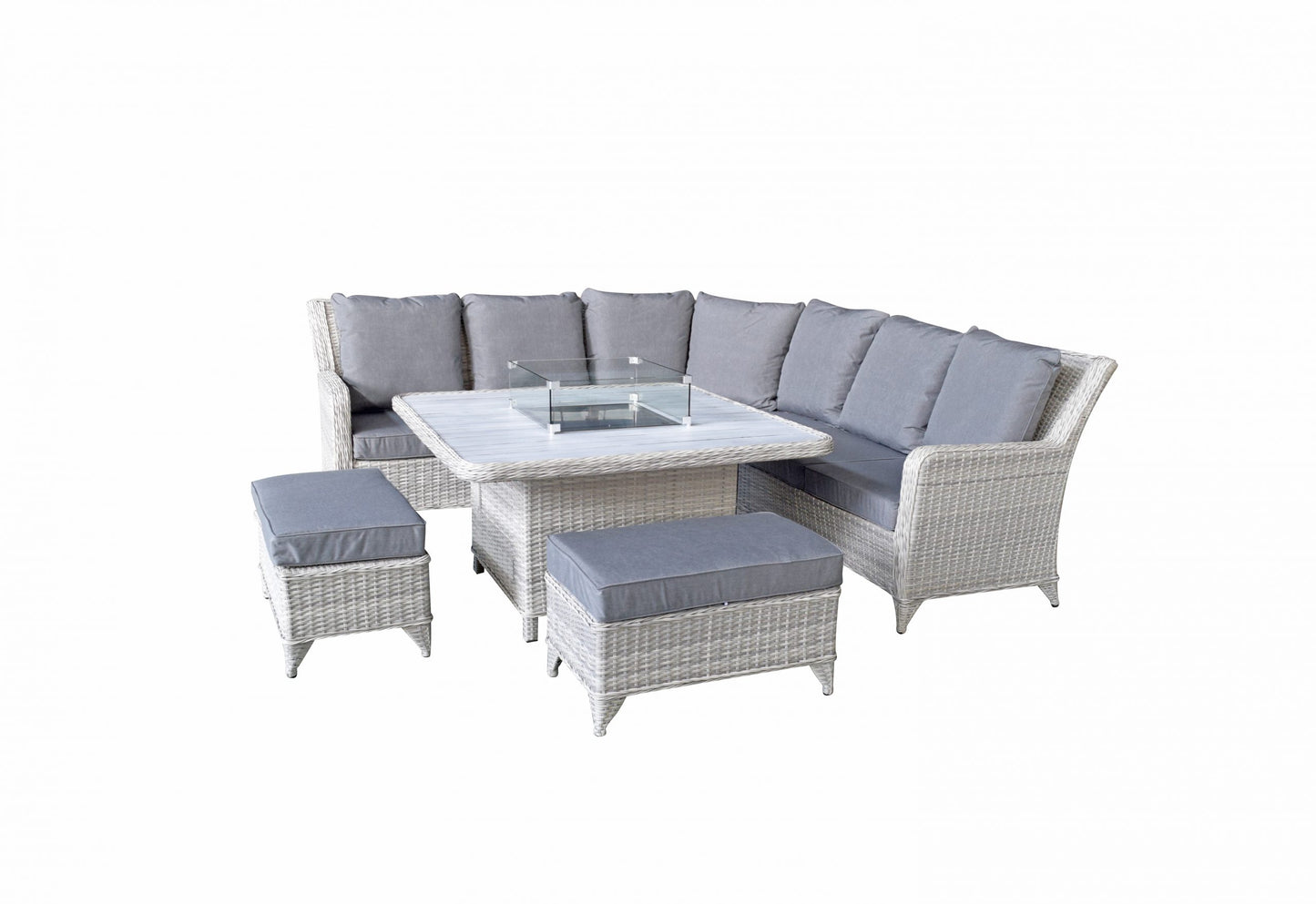 Rattan Corner Dining Sofa with Gas Fire Pit | Megh0323