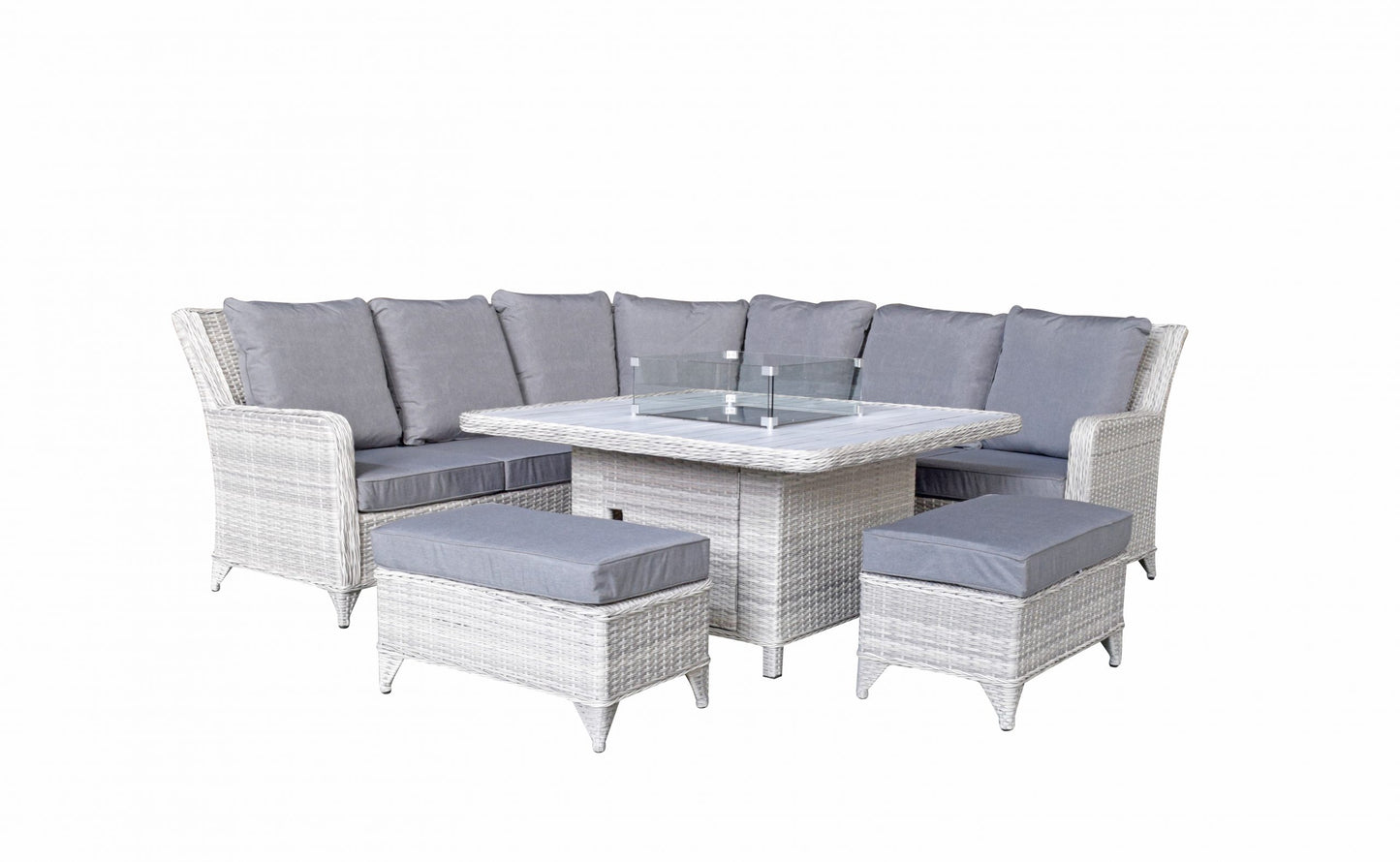 Rattan Corner Dining Sofa with Gas Fire Pit | Megh0323