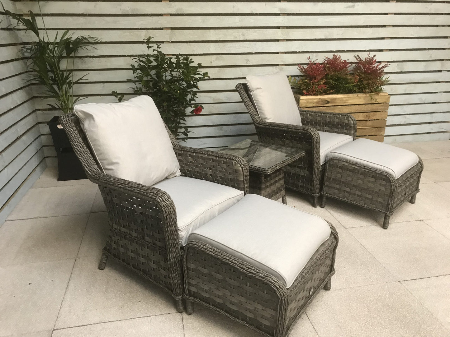 Rattan Grey Five Piece Lounge Set in Grey | Mia | Mia0102