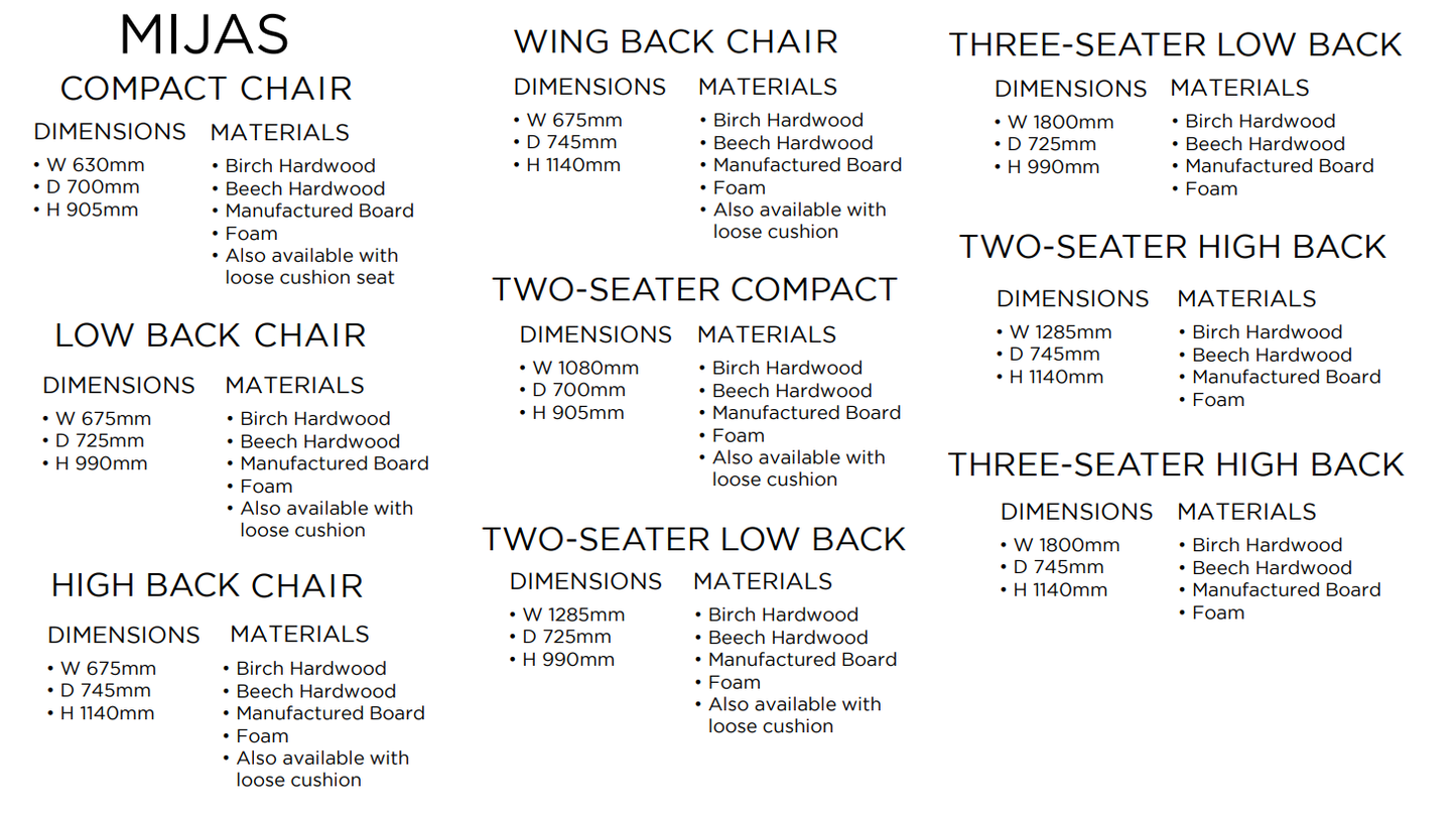 Mijas Fabric Sofa & Chair Collection | Shackletons