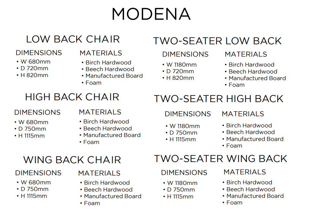 Modena Fabric Sofa & Chair Collection | Shackletons