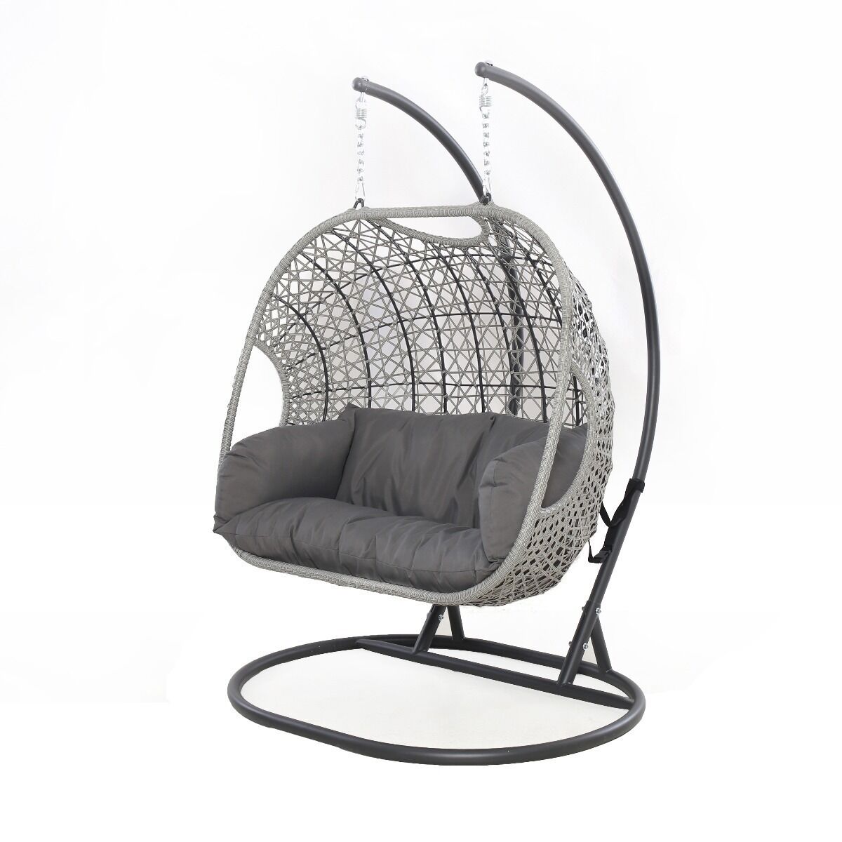 Homeflair - Ascot Rattan Hanging Double Chair with Weatherproof Cushions
