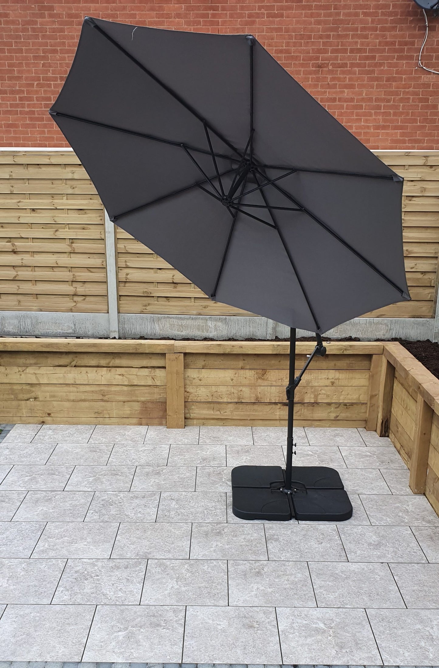 Rattan 3m Banana Parasol in Grey | Para0081