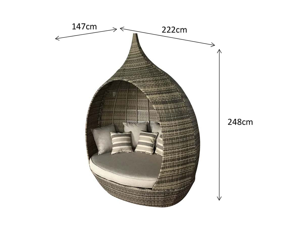 Rattan Pearl Daybed in Mixed Grey with Scatters | Pear0039