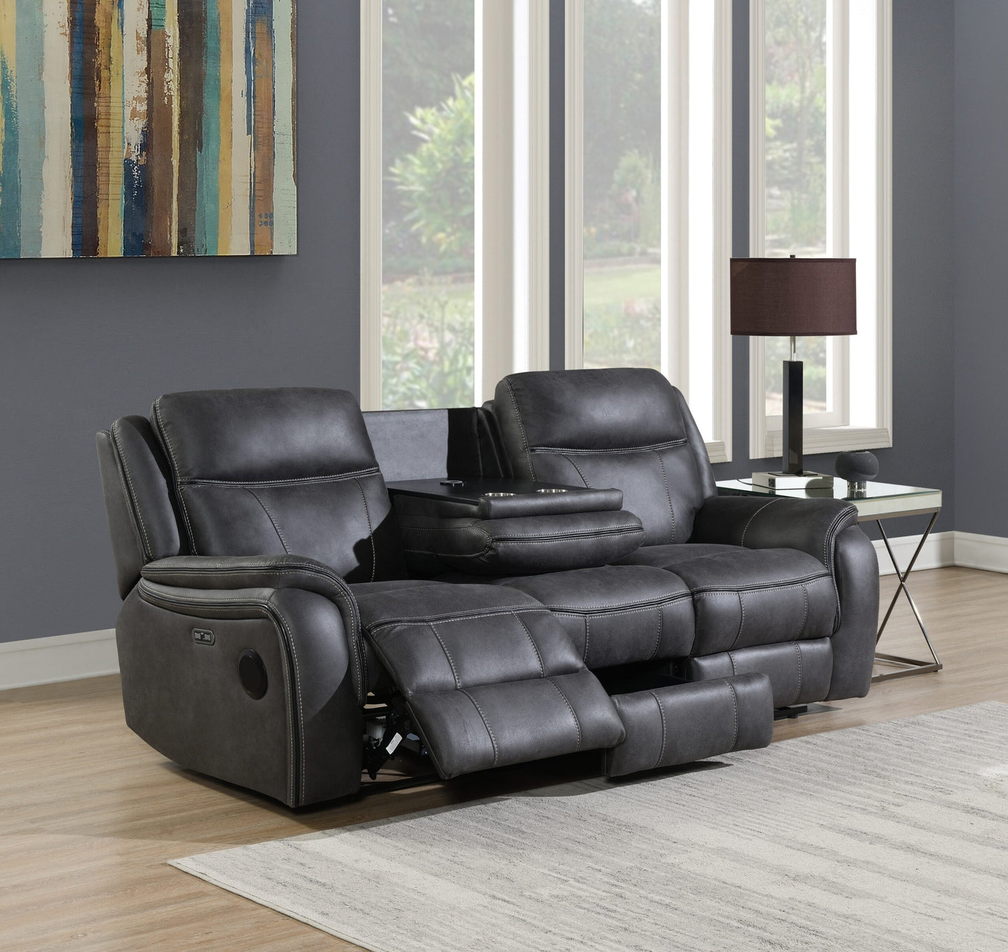 Phoenix Media Smart Power Electric Recliner Sofa Collection in Grey | Exclusive