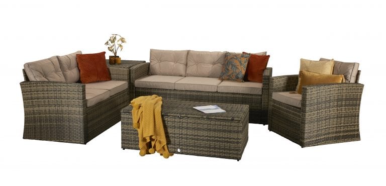 Rattan Holly 5 Piece Sofa Set in Brown with Steel Frame | Holl0285