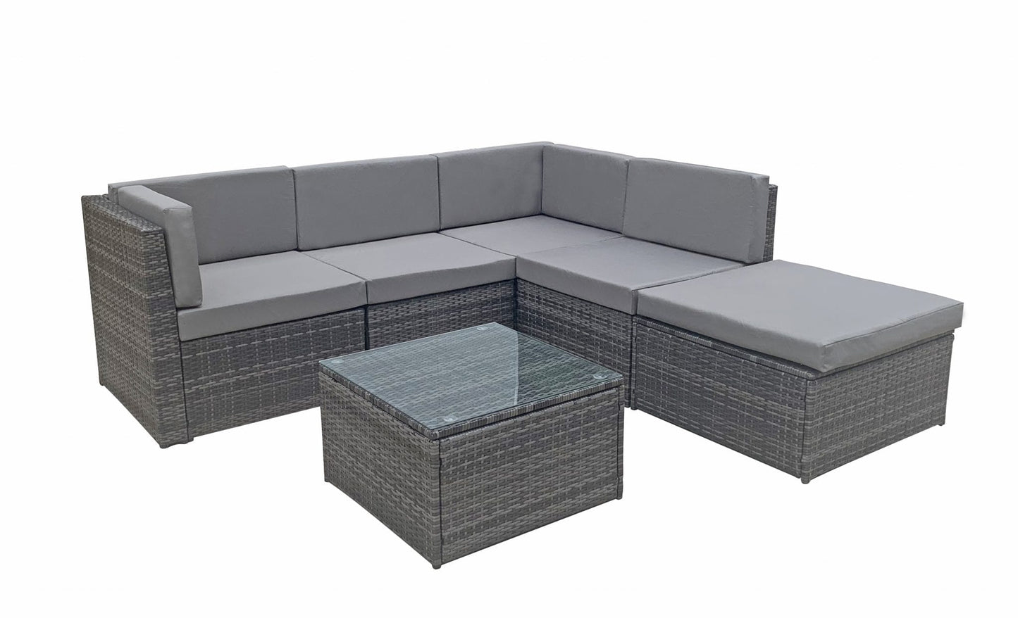 Rattan Stella Modular Corner Sofa + Table Grey | Stell0333