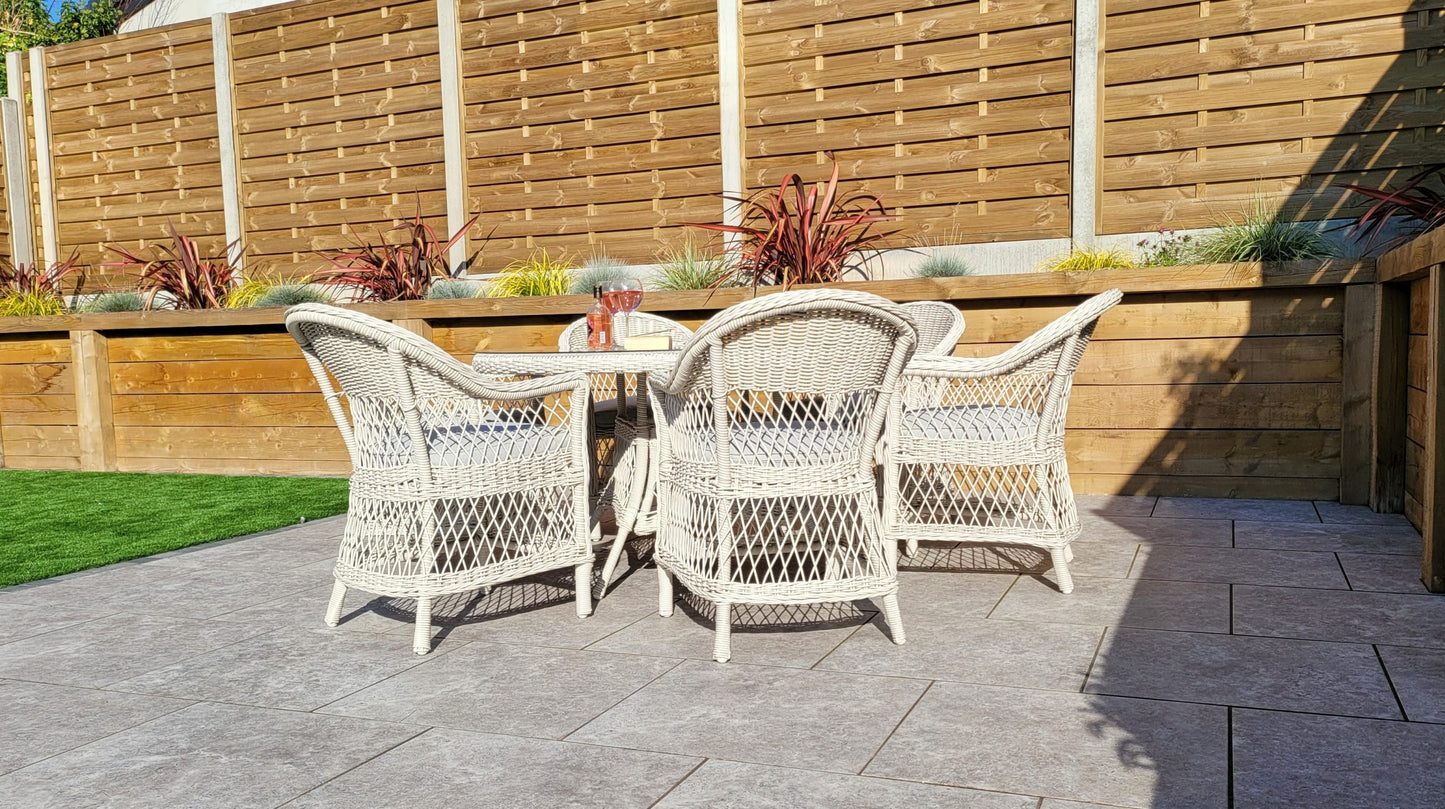Rattan Round Table + 6 Dining Chairs | Rose | Rose0389_0393