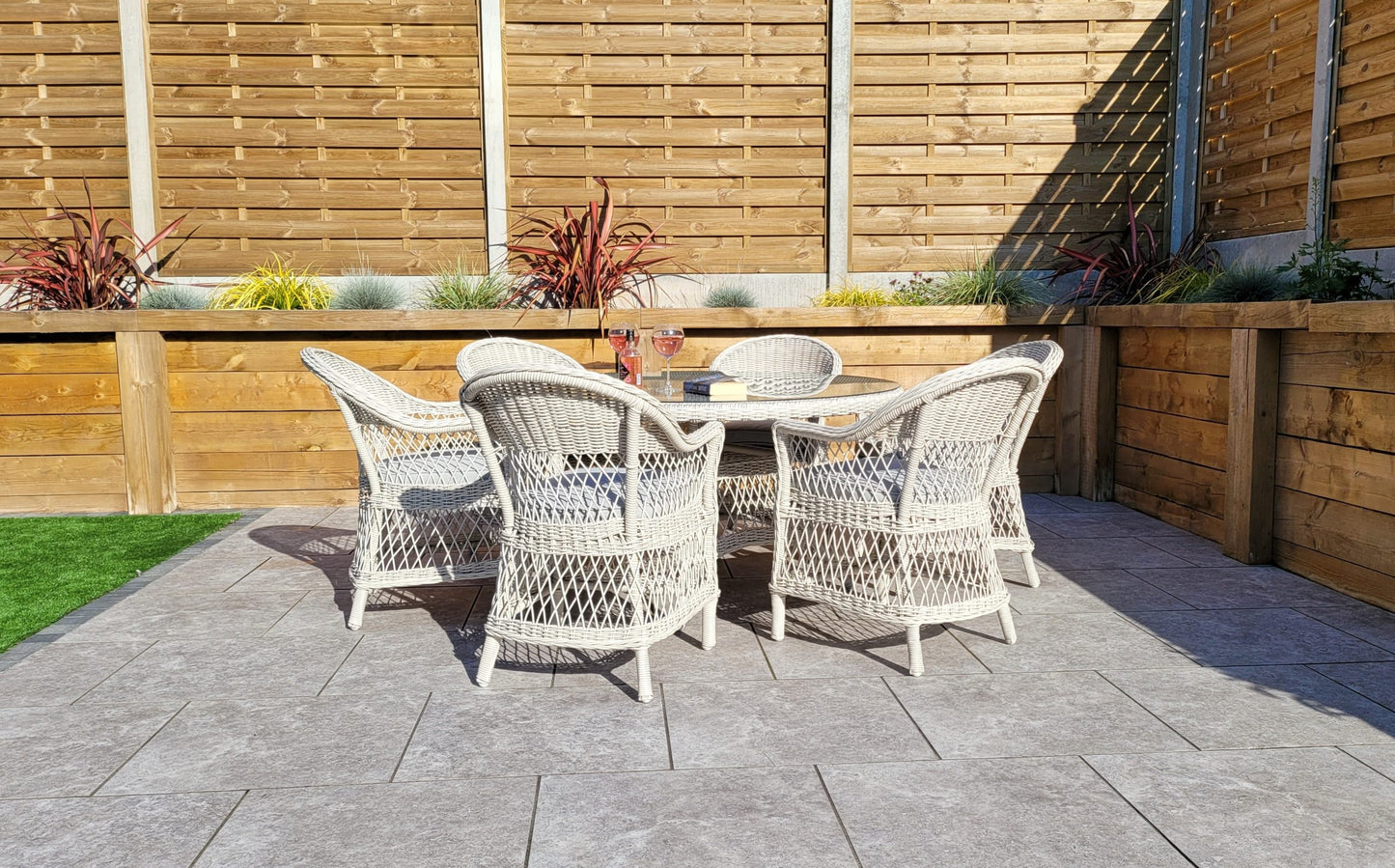 Rattan Round Table + 6 Dining Chairs | Rose | Rose0389_0393