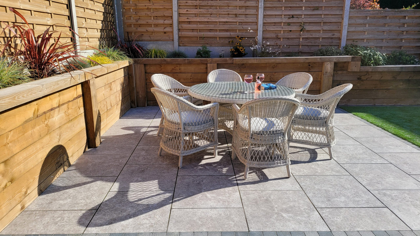 Rattan Round Table + 6 Dining Chairs | Rose | Rose0389_0393