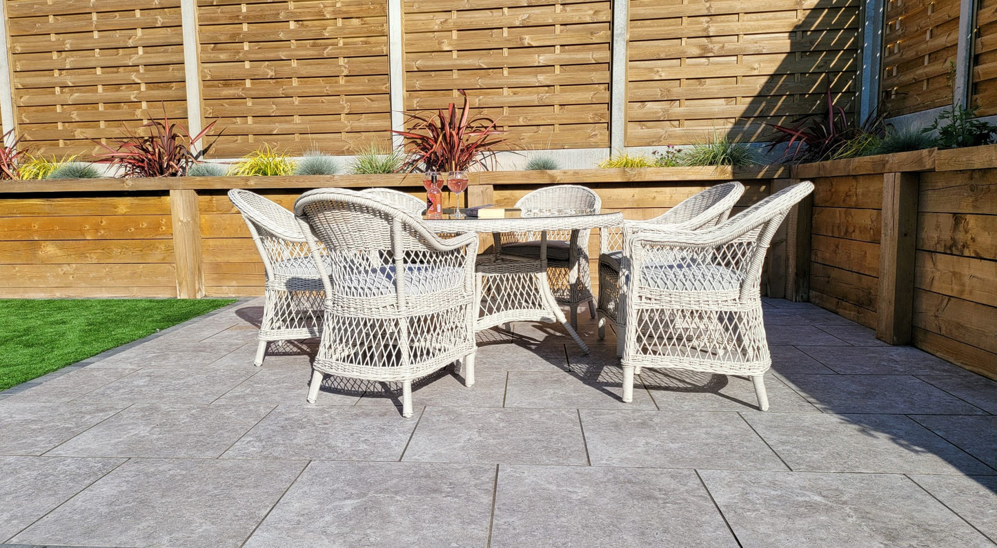 Rattan Round Table + 6 Dining Chairs | Rose | Rose0389_0393