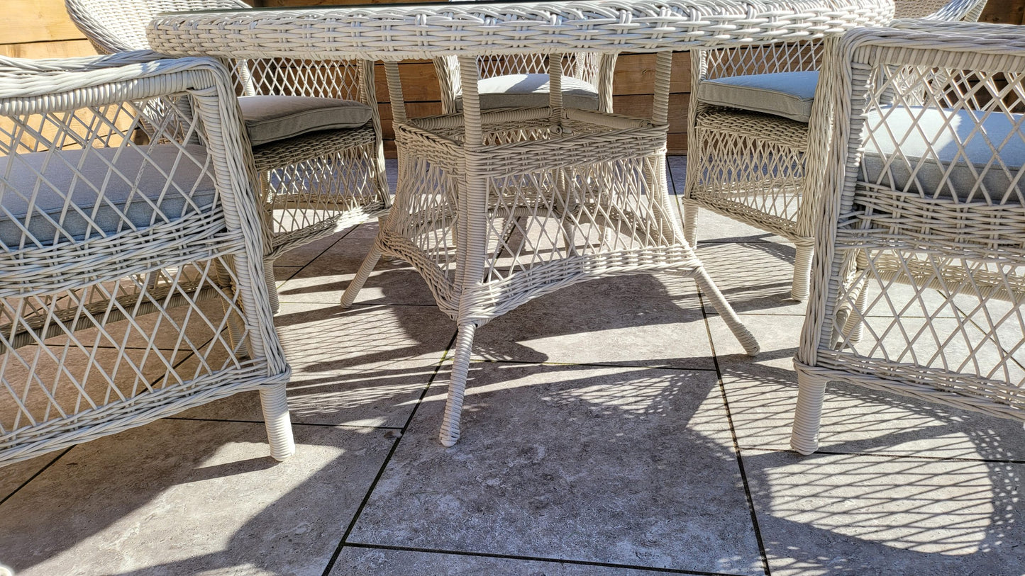 Rattan Round Table + 6 Dining Chairs | Rose | Rose0389_0393