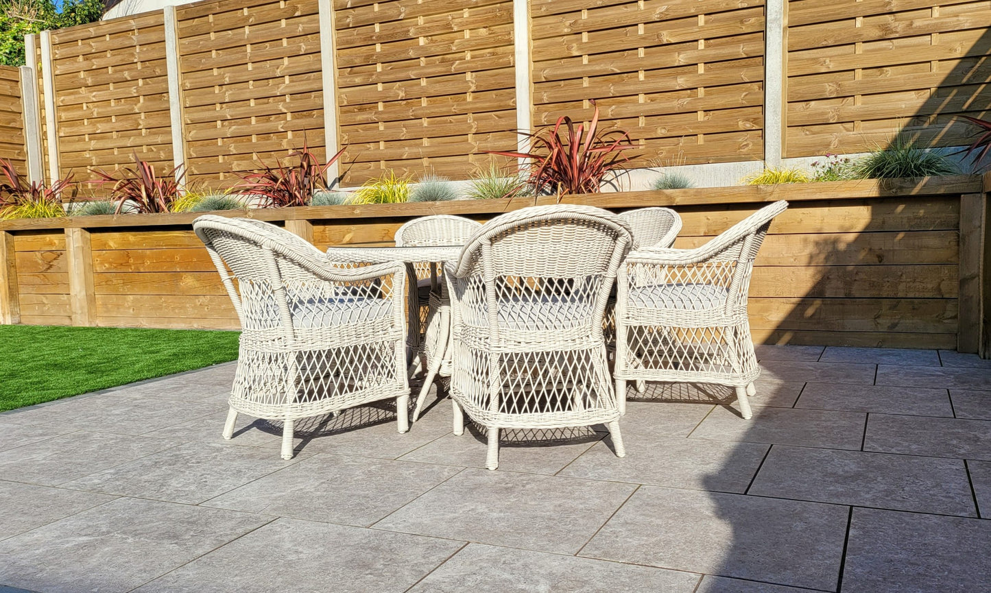 Rattan Round Table + 6 Dining Chairs | Rose | Rose0389_0393