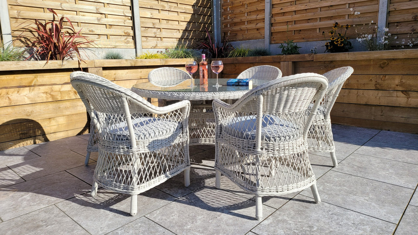Rattan Round Table + 6 Dining Chairs | Rose | Rose0389_0393