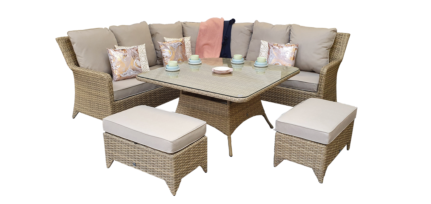 Rattan Corner Dining Set in Natural | Sarah | Sara0048