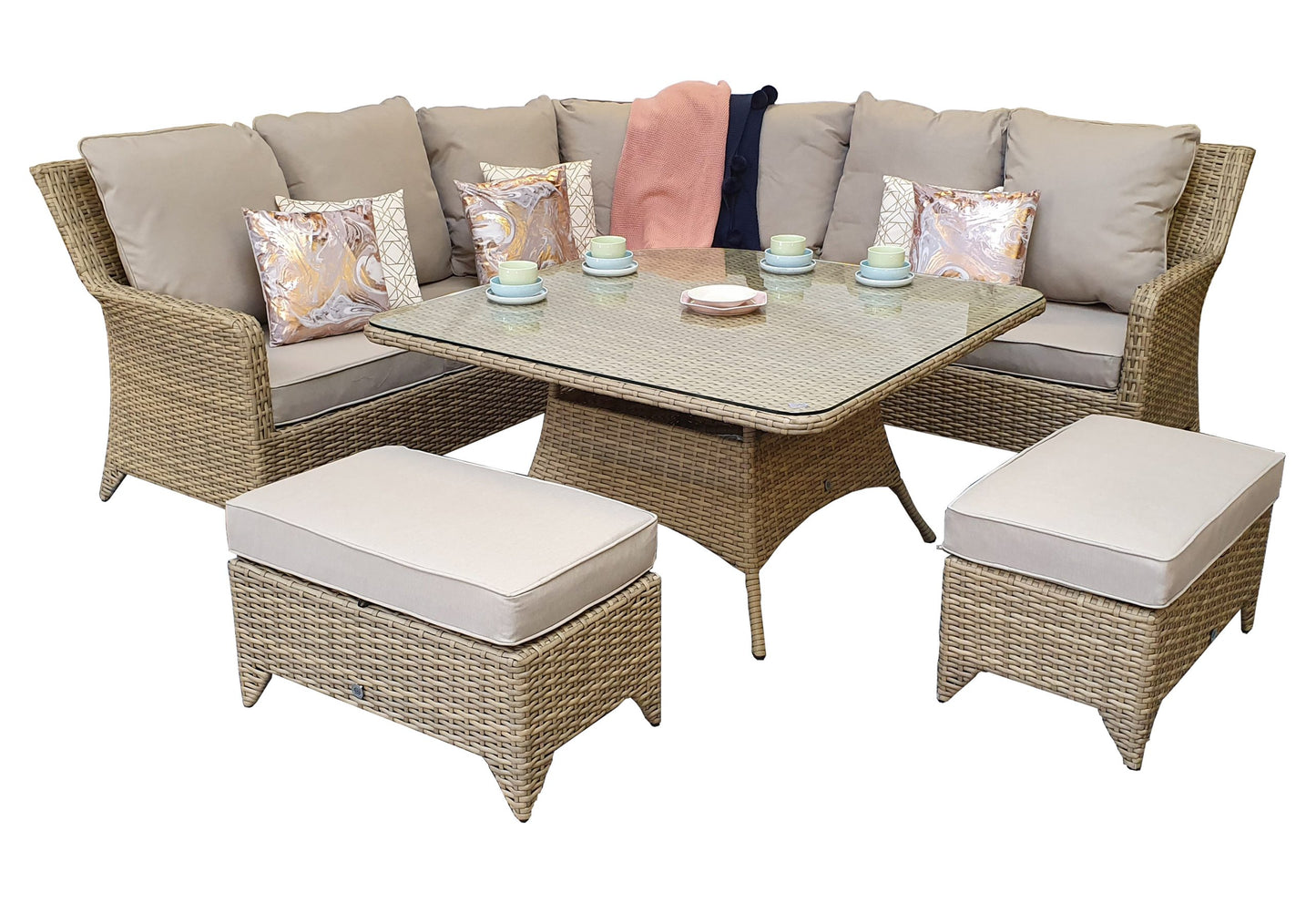 Rattan Corner Dining Set in Natural | Sarah | Sara0048