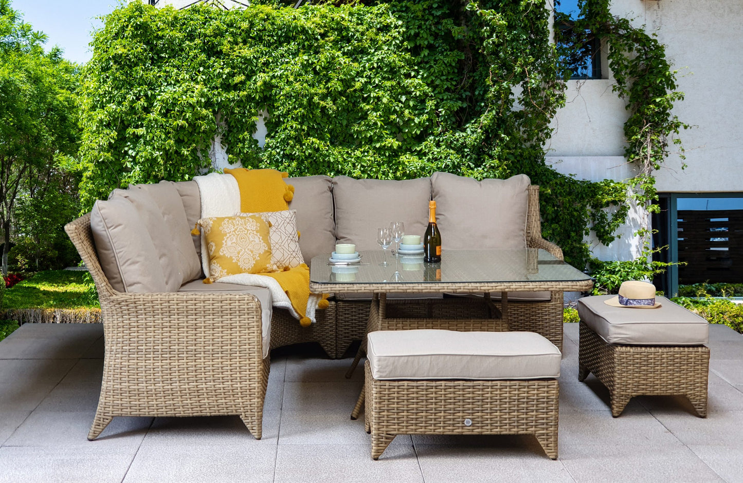 Rattan Corner Dining Set in Natural | Sarah | Sara0048