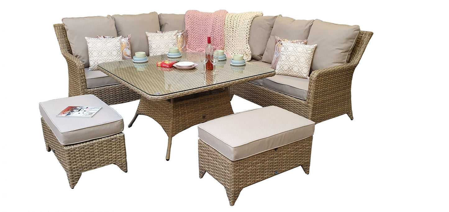 Rattan Corner Dining Set in Natural | Sarah | Sara0048