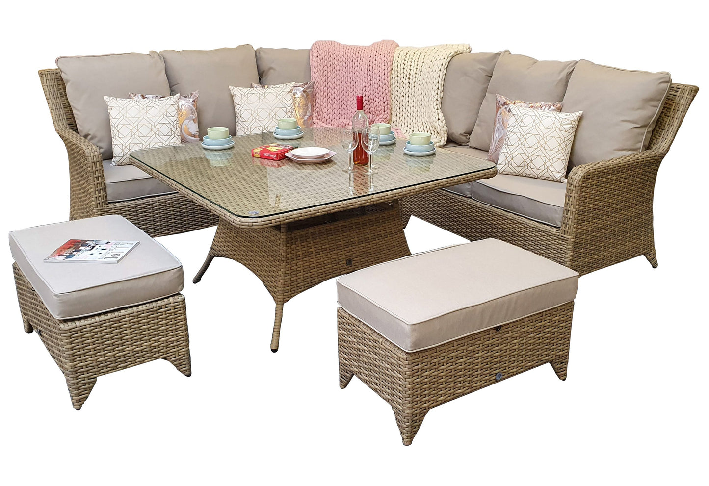 Rattan Corner Dining Set in Natural | Sarah | Sara0048