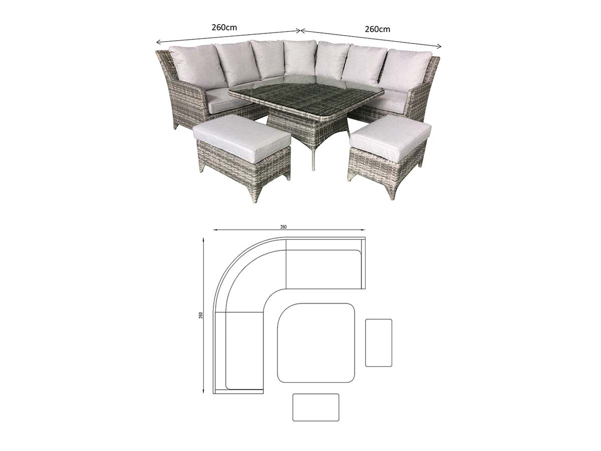 Rattan Corner Dining Set in Natural | Sarah | Sara0048