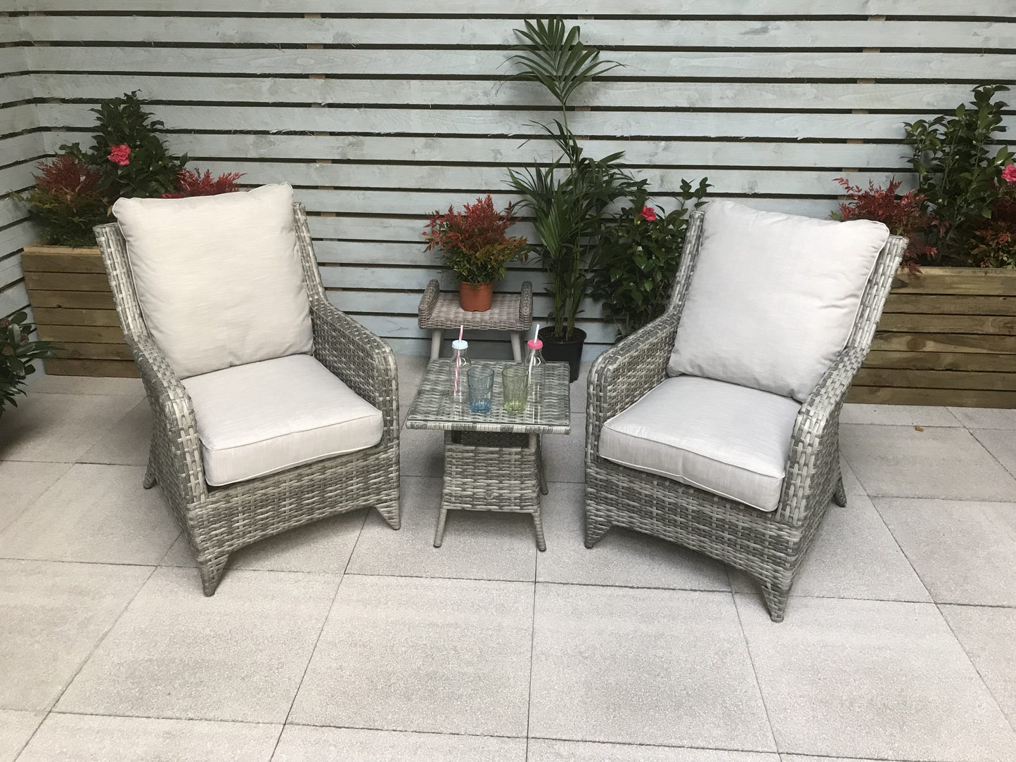 Rattan Grey 3 Piece High Back Lounge Set | Sarah | Sara0175