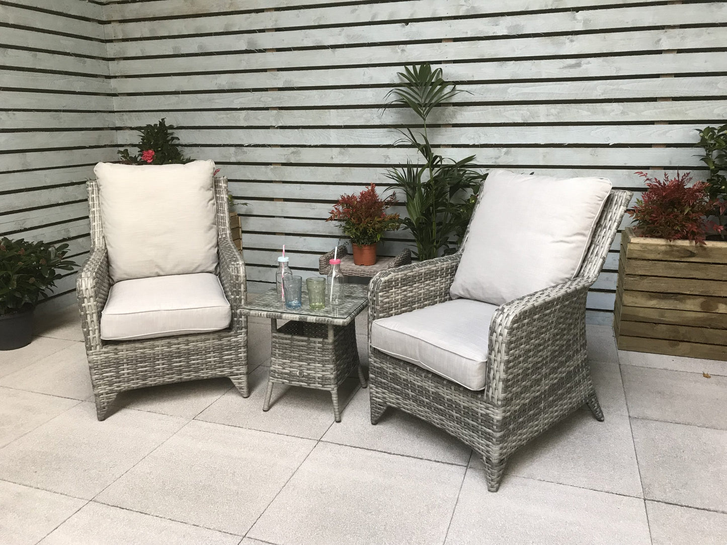 Rattan Grey 3 Piece High Back Lounge Set | Sarah | Sara0175