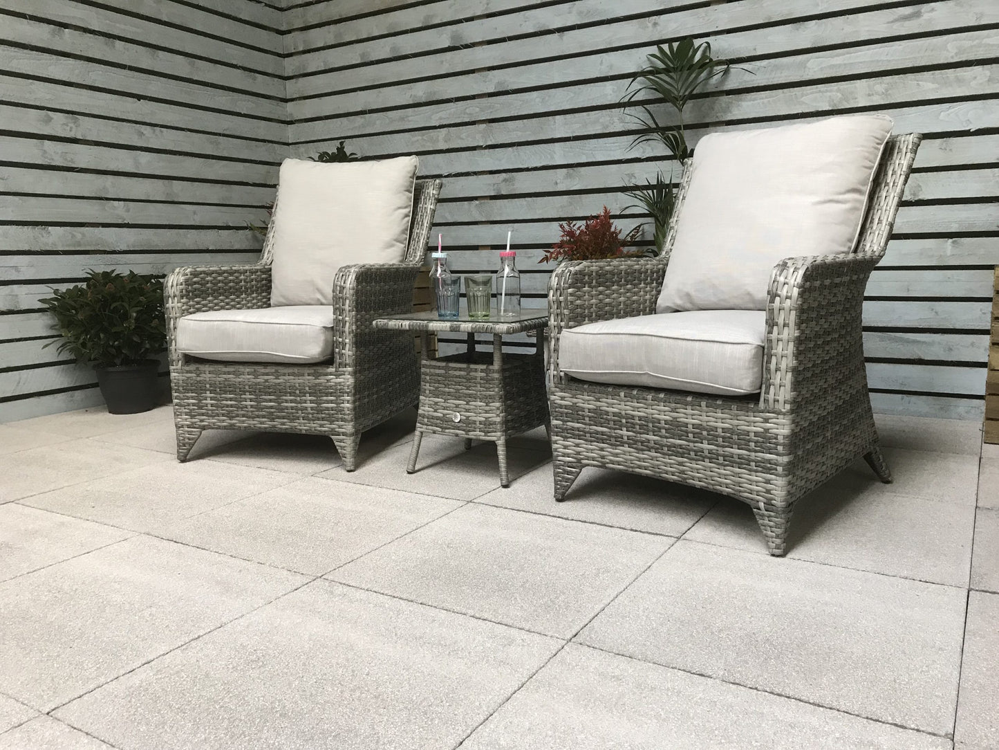 Rattan Grey 3 Piece High Back Lounge Set | Sarah | Sara0175