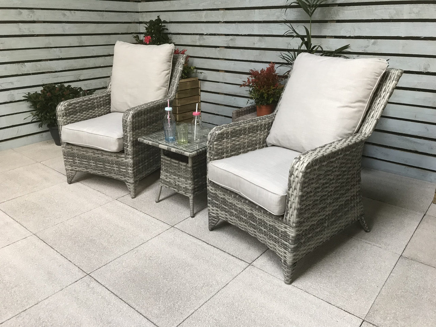 Rattan Grey 3 Piece High Back Lounge Set | Sarah | Sara0175