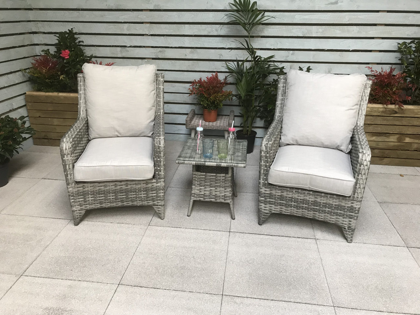 Rattan Grey 3 Piece High Back Lounge Set | Sarah | Sara0175