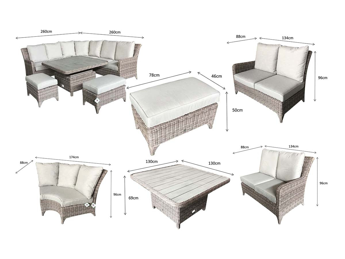 Rattan Corner Dining Set with Lift Table | Sarah | Sara0260