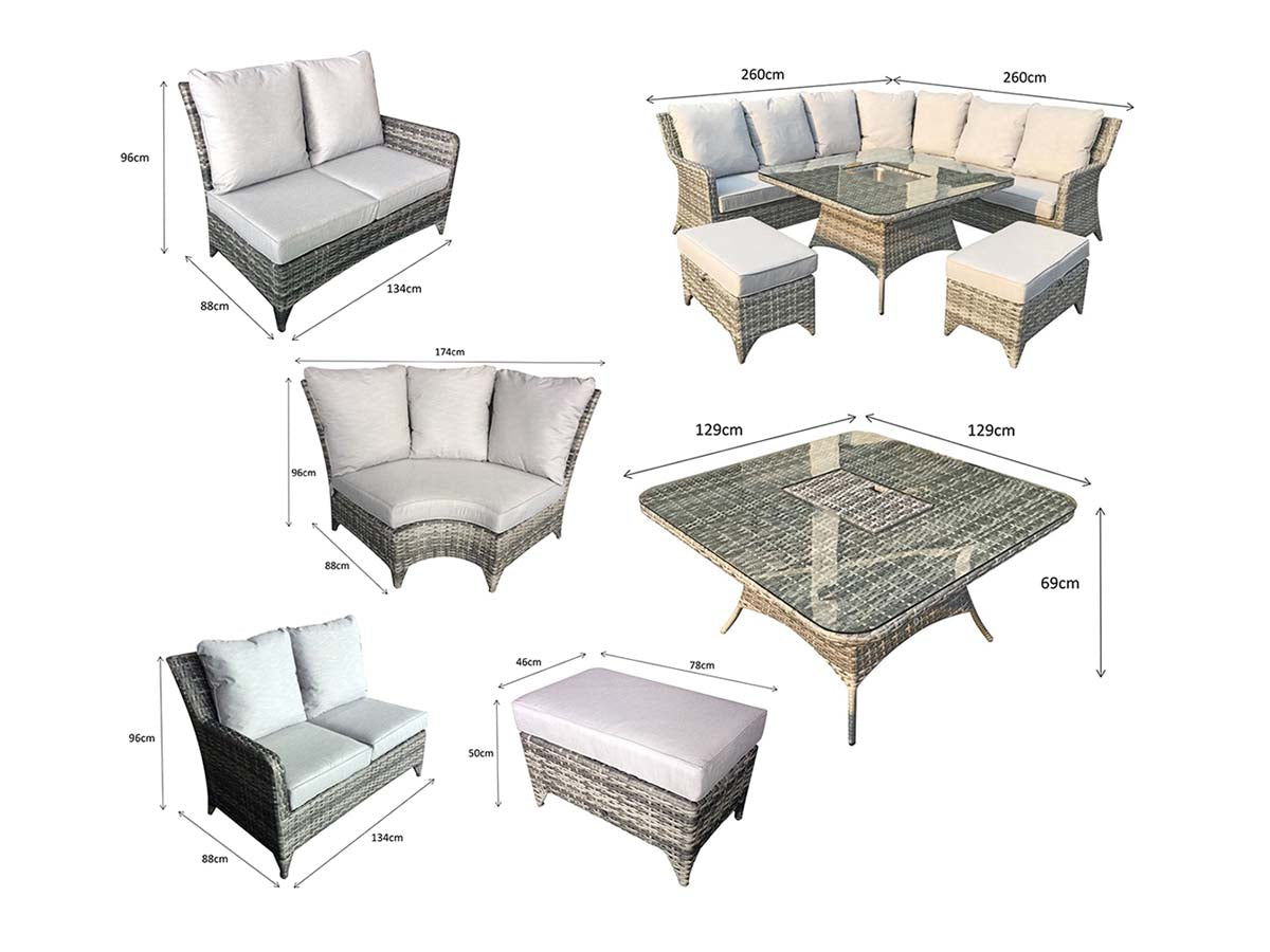 Rattan Corner Dining Sofa with ice bucket | Sarah | Sara0390